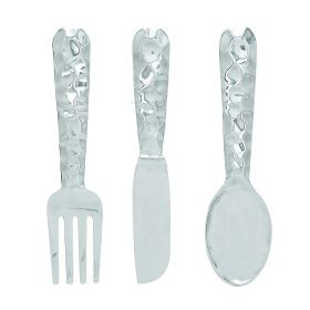 Artistic Cutlery Wall Decor In Aluminum, Set of Three, Silver