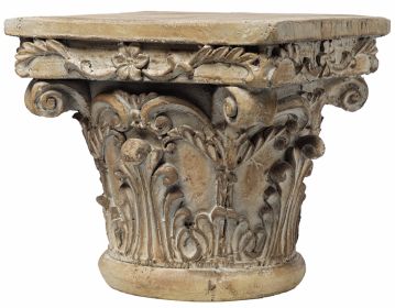 Accent Pedestal Table, 10 Inch Top, Weathered Brown Resin, Ornate Base
