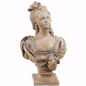 Artful Female Sculpture Bust Statue, Antique Brown