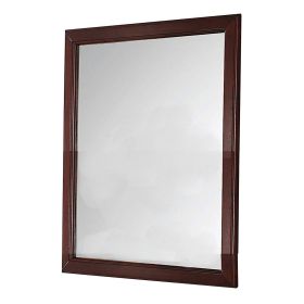 Transitional Style Mirror with Raised Wooden Frame, Brown and Silver