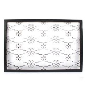 Rectangular Metal Frame Wall Decor with Curved Design Accents, Black