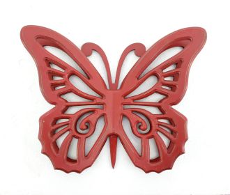 Set of 2 Wooden Butterfly Wall Plaque with Cutout Detail, Red