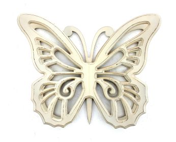Set of 2 Wooden Butterfly Wall Plaque with Cutout Detail, White