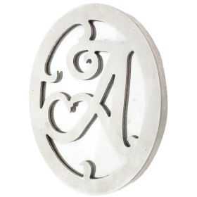 Set of 2 Wooden Oval Frame Wall Monogram with A Letter, White