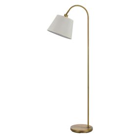 60 Watt Metal Floor Lamp with Gooseneck Shape and Stable Base, Gold