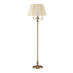 150 Watt 6 Way Metal Floor Lamp with Fabric Tapered Shade, Gold