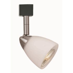 Metal Track Light with Interchangeable Round Glass Shade, Silver and White