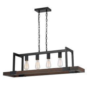 60 X 4 Watt Wood and Metal Chandelier with 6 Foot Chain, Brown and Black