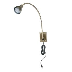 Metal Round Wall Reading Lamp with Plug In Switch, Silver and Gray