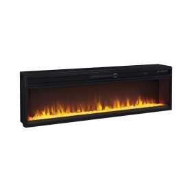 57 Inch Metal Fireplace Inset with 6 Level Temperature Setting, Black