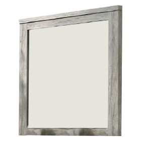 Wall Mirror with Rectangular Frame and Molded Details, Gray