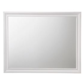Wooden Rectangular Wall Mirror with Beveled Edges, White