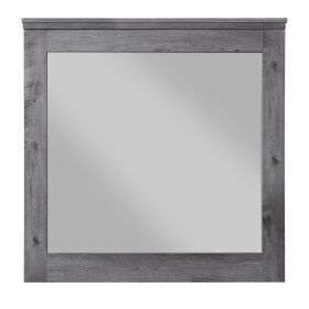 Traditional Wooden Wall Mirror with Rustic Style, Gray