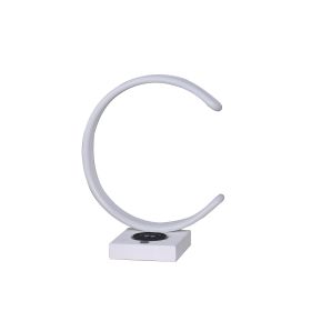 Metal C Shaped Table Lamp with USB Plugin, White