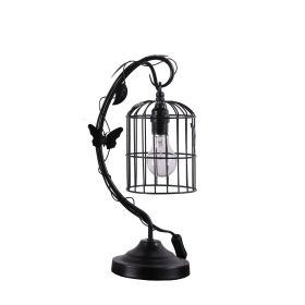 Arc Design Metal Table Lamp with Birdcage Shade, Black