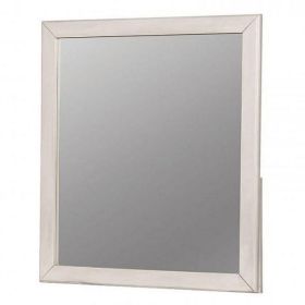 32 Inch Transitional Style Wooden Frame Mirror, White