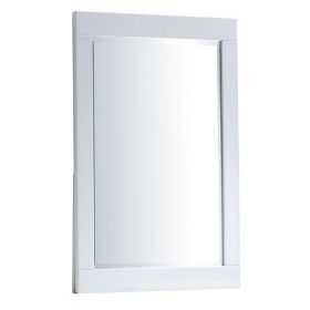 27 Inch Contemporary Wooden Frame Rectangular Mirror, White