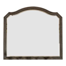 43.5 Inches Scalloped Mirror with Molded Details, Brown