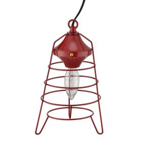 Lantern Table Lamp with Open Metal Frame, Red