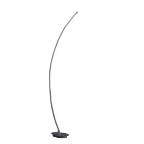 Floor LED Lamp with Metal Arched Design, Brushed Silver