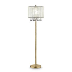 Floor Lamp with Hanging Crystal Accents, White and Gold