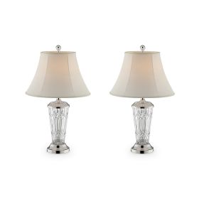 Table Lamp with Semi Fluted Glass Base, Set of 2, Off White