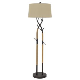 60 Inch Metal Tree Branch Base Floor Lamp, Dimmer, Black
