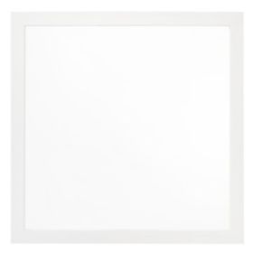 40 Inch Wall Mirror, Sleek Square Wood Frame, White