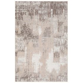 Wyn 7 x 5 Medium Soft Fabric Floor Area Rug, Washable, Abstract Pattern, Gray, Beige