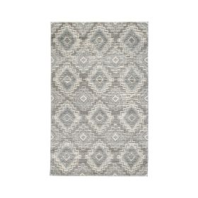 Ari 5 x 7 Modern Area Rug, Diamond Pattern, Soft Fabric, Cream, Gray
