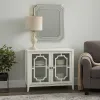 34 Inch Wood Accent Cabinet Console, 2 Glass Doors, 1 Shelf, White