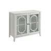 34 Inch Wood Accent Cabinet Console, 2 Glass Doors, 1 Shelf, White