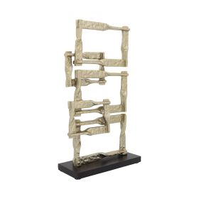 Jodie 23 Inch Metal Modern Accent Decor, Stacked Squares, Block Base, Gold