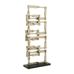 Jodie 27 Inch Metal Modern Accent Decor, Stacked Squares, Block Base, Gold