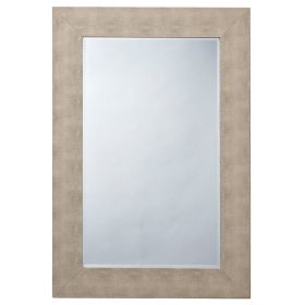 Structure 26 x 38 Modern Rectangular Mirror, Shargeen Texture, Bevel, Ivory