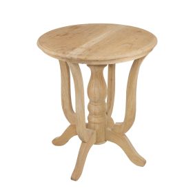 28 Inch Round Side Table, Turned Legs, Classical Style, Wood Grain, Brown