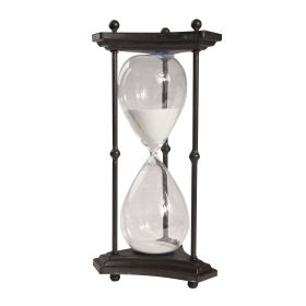 17 Inch Hourglass Accent Decor, Striking and Stylish Black Metal Frame