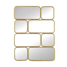 32 Inch Luxury Wall Decor Mirror, 8 Gold Finished Curved Metal Frames