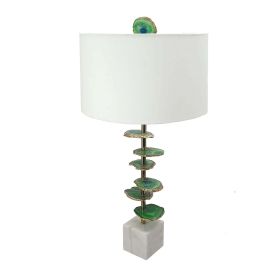 Parks 30 Inch Table Lamp With Agate Slices and Linen Drum Shade, White