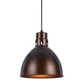 Nico 10 Inch Modern Pendent Light, Rust Brown Metal Shade, Clean SIlhouette