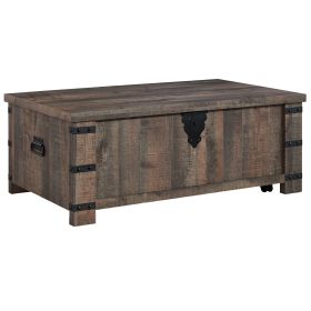 Classic 47 Inch Coffee Table, Lift Top Concealed Storage, Rustic Brown Wood