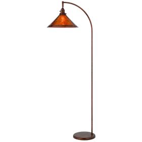 Cyan 65 Inch Modern Adjustable Arc Floor Lamp, Amber Mica Shade, Rust Metal