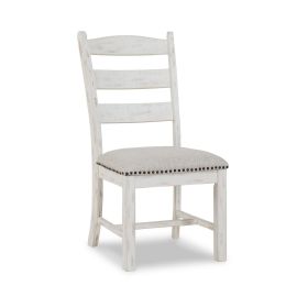 Zane 20 Inch Dining Chair, Set of 2, Beige Polyester Seat, Antique White