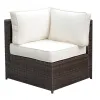 Faux Rattan Corner Chair with 1 Seat & 2 Back Cushions, Brown And Ivory