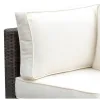Faux Rattan Corner Chair with 1 Seat & 2 Back Cushions, Brown And Ivory