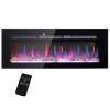 50" Recessed and Wall Mountable Fireplace Heater with Remote Control, Adjustable Flame Color and Brightness
