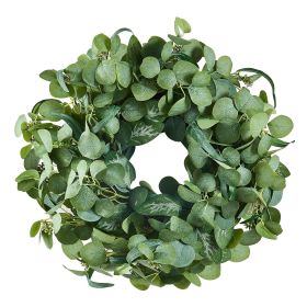 VEVOR Artificial Decorative Wreath, 26 in, Green, Decorated with Eucalyptus Leaves, Berries, Thorny Stems