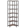 VEVOR 7 Tier Corner Bookshelf, 79" Tall Corner Bookcase with Heavy Duty Metal Frame & Wooden Shelves