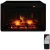 27" Electric Fireplace Insert, Retro Recessed Fireplace Heater with Realistic Log Flame, Remote Control, and Adjustable Brightness, 1400W, Black