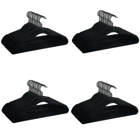 (120 PACK) Non-Slip Velvet Adult Clothing Hangers, 30 Pack, Black, Space Saving